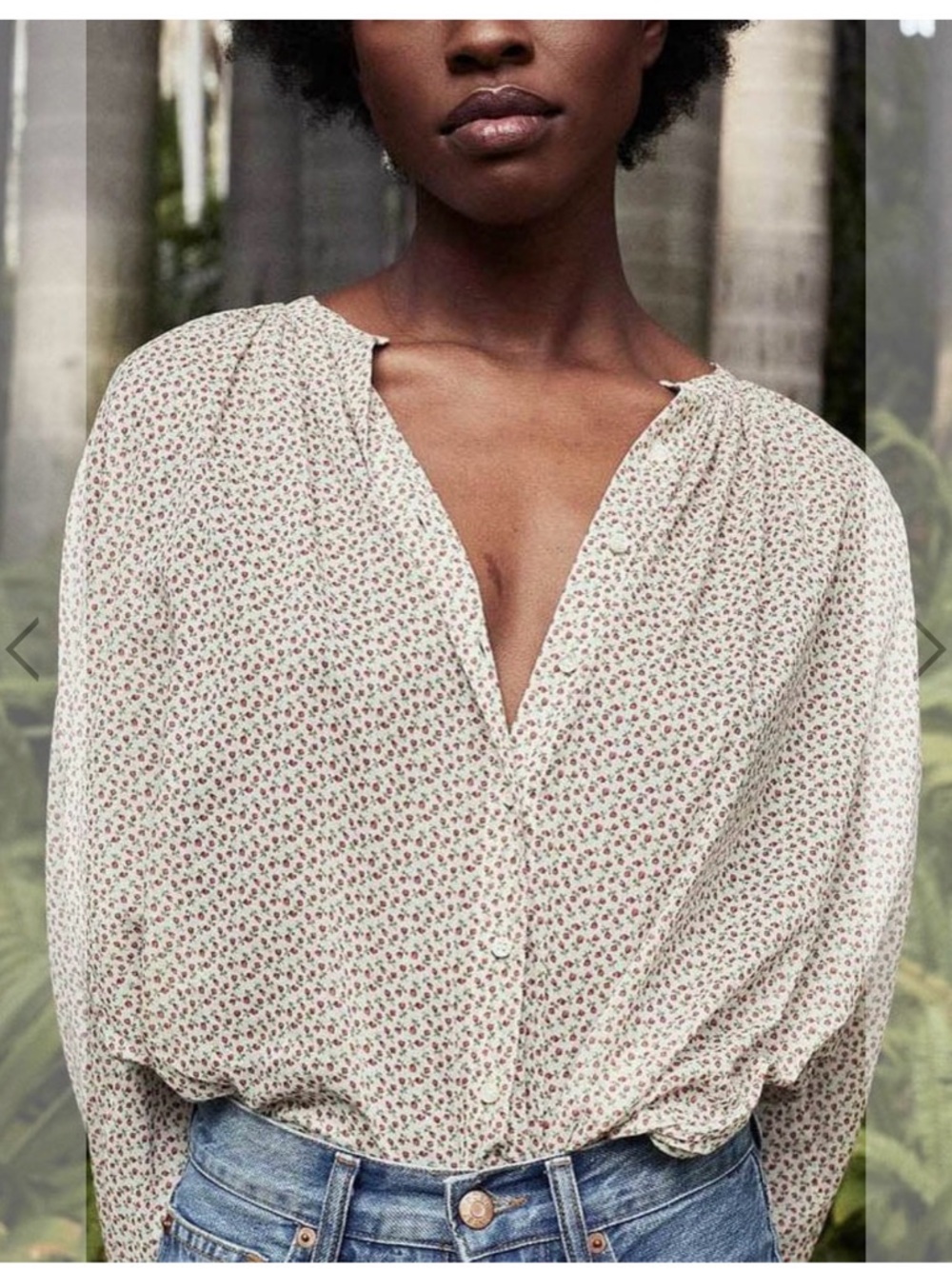 EUC Doen Jane Blouse in Berry Bisou Pink and Green Floral Size Small S